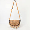ADBG1529 American Darling Western Leather Small Crossbody Bag with Hair-On Cowhide & Hand-Tooled Floral Design