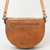 ADBG1529 American Darling Western Leather Small Crossbody Bag with Hair-On Cowhide & Hand-Tooled Floral Design