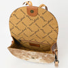 ADBG1529 American Darling Western Leather Small Crossbody Bag with Hair-On Cowhide & Hand-Tooled Floral Design