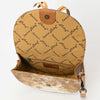 ADBG1529 American Darling Western Leather Small Crossbody Bag with Hair-On Cowhide & Hand-Tooled Floral Design