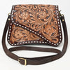 ADBGA587 American Darling Tooled Genuine Leather Western Crossbody Bag-Floral Design for Women