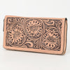 ADBGZ870 Tan Hand-Tooled Leather Zip Wallet Western Floral Clutch | American Darling
