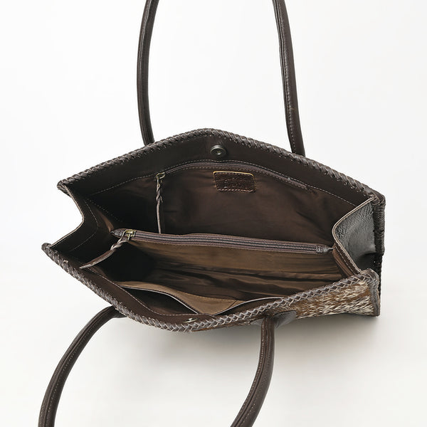 ADBGM301 Cowhide Leather Tote - Structured Western Handbag with Braided Trim