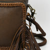 ADBGM354 Leather Fringe Crossbody Bag - Dual Pocket Western Braided Mini Purse