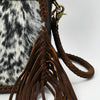 ADBGM354B Hair-On Cowhide Fringe Crossbody Bag - Dual Pocket Mini Western Leather Purse