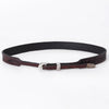 ADHTBR111 Dark Brown Tooled Leather Western Hatband with Floral Design & Silver Buckle