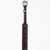 ADHTBR111 Dark Brown Tooled Leather Western Hatband with Floral Design & Silver Buckle