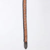 ADHTBR112 Natural Tooled Leather Western Hatband with Floral Design & Silver Buckle Set