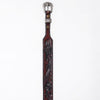 ADHTBR115 Deep Tooled Dark Brown Leather Western Hatband with Silver Buckle & Floral Detail