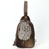 ADBG1538 American Darling Western Leather Sling Bag with Crocodile Embossed Detailing Genuine Hair-on cowhide Leather