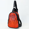 ADBG1538 American Darling Western Leather Sling Bag with Crocodile Embossed Detailing Genuine Hair-on cowhide Leather