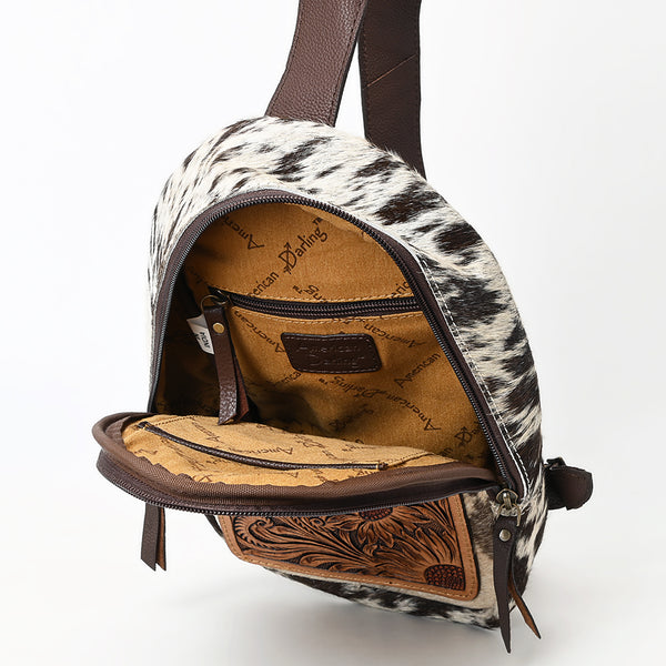 ADBGA591 Handcrafted Cowhide Leather Sling Bag-Western Floral Tooled Crossbody