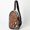 ADBGA592 American Darling Hand Tooled Floral Carved Hair-On Cowhide Sling Bag
