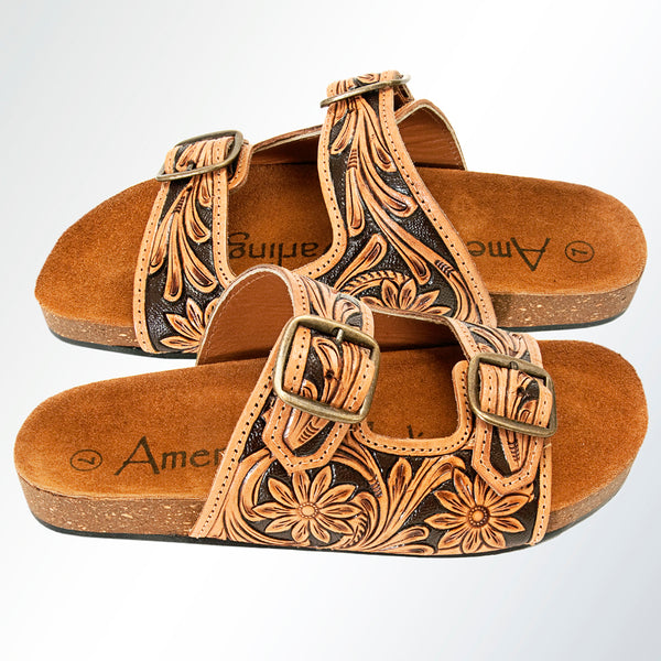 ADFTE103-9 carved genuine leather sandal footwear flip flop