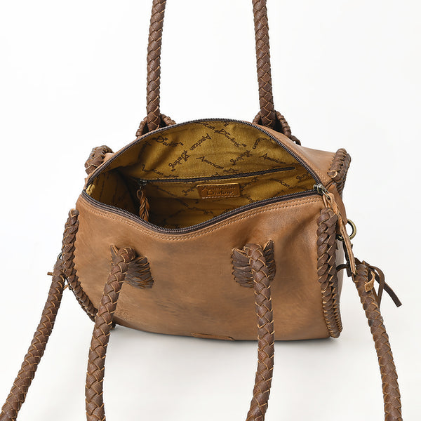 ADBGM270 Western Braided Fringe Duffel with Turquoise Concho - Genuine Leather