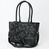 ADBG1539 American Darling Black Western Leather Tote Bag with Hand-Tooled Floral Design Genuine Leather
