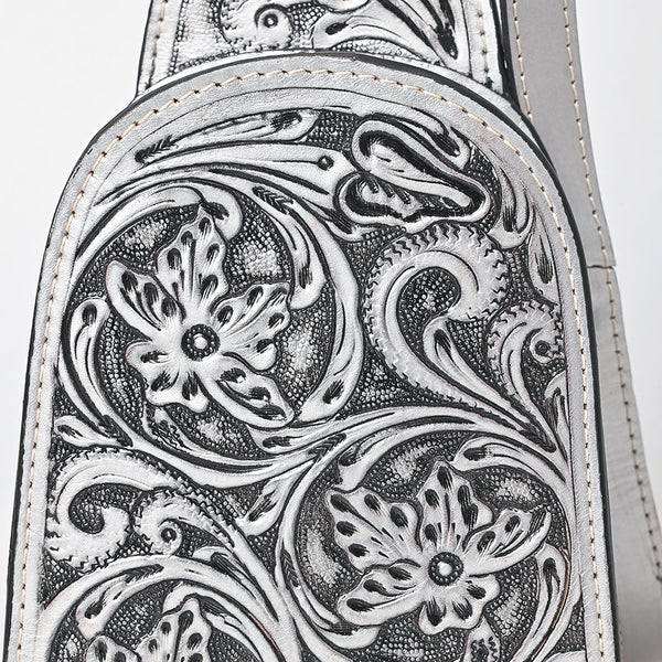 ADBG1542 American Darling Western Leather Sling Bag with Hand-Tooled Floral Design Genuine Vegetable-Tanned Leather