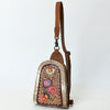 ADBG1543 American Darling Handcrafted Western Leather Sling Bag with Hair-On Cowhide & Hand-Tooled Details