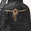 ADBG1544A American Darling Crocodile Embossed Leather Sling Bag | Western Skull Accent