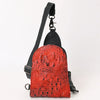 ADBG1544 American Darling Western Leather Sling Bag Hair-On Cowhide Crocodile Embossed Detailing