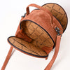 ADBG1549 American Darling Western Genuine Suede Leather Canteen Bag with Stitch Detailing Handcrafted Round Purse