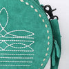 ADBG1549 American Darling Western Genuine Suede Leather Canteen Bag with Stitch Detailing Handcrafted Round Purse