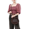 ADBG1549 American Darling Western Genuine Suede Leather Canteen Bag with Stitch Detailing Handcrafted Round Purse