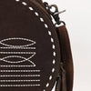 ADBG1549 American Darling Western Genuine Suede Leather Canteen Bag with Stitch Detailing Handcrafted Round Purse