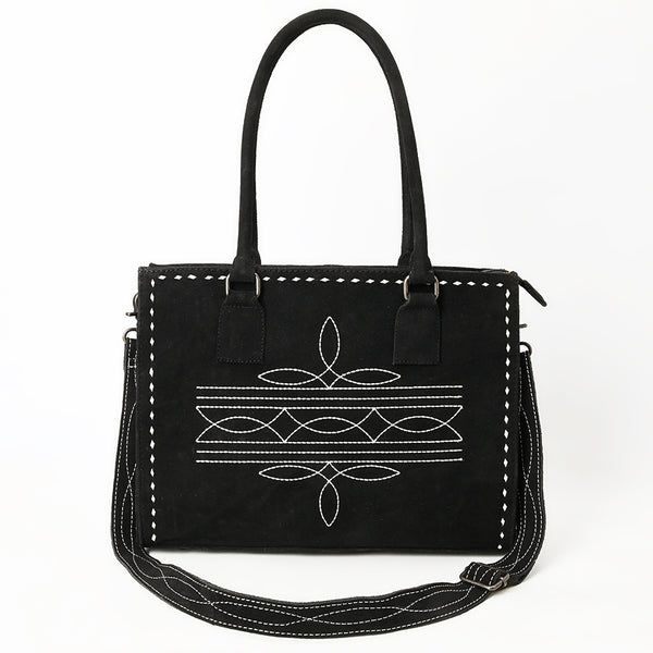 ADBG1553 American Darling Western Genuine Suede Leather Tote Bag with Buck Stitching | Handcrafted Everyday Tote