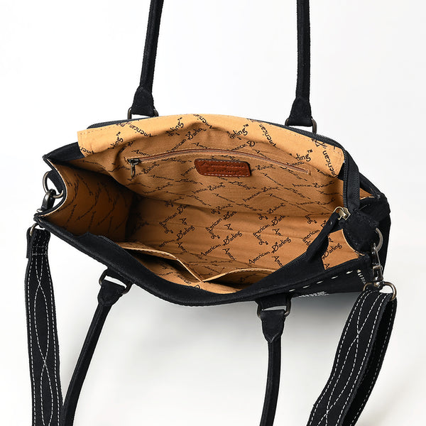 ADBG1553 American Darling Western Genuine Suede Leather Tote Bag with Buck Stitching | Handcrafted Everyday Tote