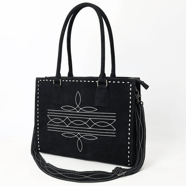 ADBG1553 American Darling Western Genuine Suede Leather Tote Bag with Buck Stitching | Handcrafted Everyday Tote