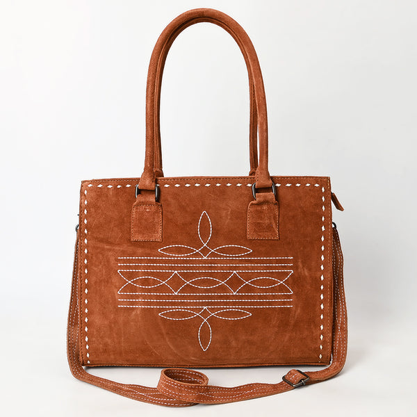 ADBG1553 American Darling Western Genuine Suede Leather Tote Bag with Buck Stitching | Handcrafted Everyday Tote