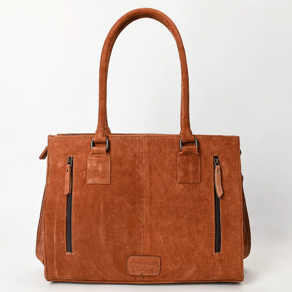 ADBG1553 American Darling Western Genuine Suede Leather Tote Bag with Buck Stitching | Handcrafted Everyday Tote