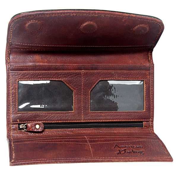 ADBGM102 Western Floral Tooled Leather Wallet - Boho Rodeo Clutch