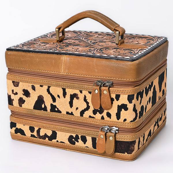 ADBGA454 American Darling Hair-On Cowhide Floral Carved Leather Jewelry Case