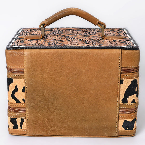 ADBGA454 American Darling Hair-On Cowhide Floral Carved Leather Jewelry Case