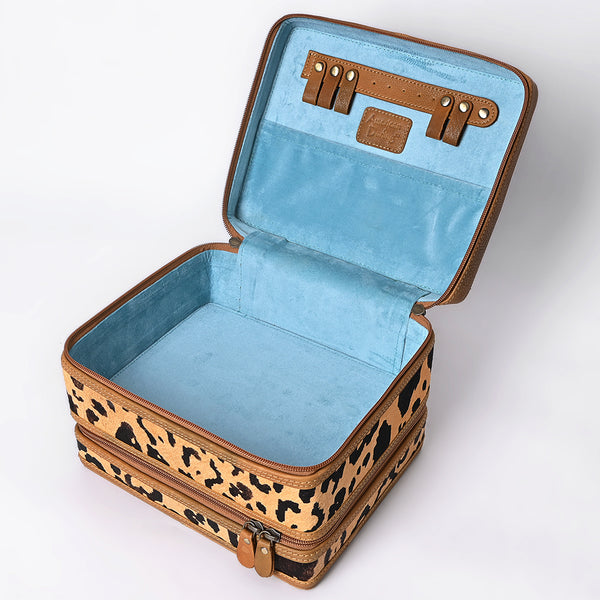 ADBGA454 American Darling Hair-On Cowhide Floral Carved Leather Jewelry Case