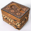 ADBGA454 American Darling Hair-On Cowhide Floral Carved Leather Jewelry Case