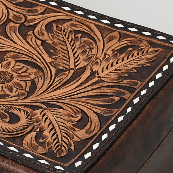 ADBGA573 Tooled Leather Jewelry Case Genuine Western Cowgirl Organizer