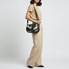 ADBGM464 Hair-On Cowhide Crossbody Bag - Black & White Western Saddle Style with Braided Trim