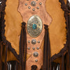 ADBGM469 Western Fringe Leather Messenger Bag - Scalloped Flap with Conchos & Turquoise Center