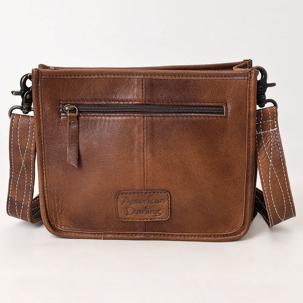 ADBG1565 American Darling Western Leather Crossbody Bag with Fringe & Croc Embossed Detailing