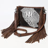 ADBG1565 American Darling Western Leather Crossbody Bag with Fringe & Croc Embossed Detailing