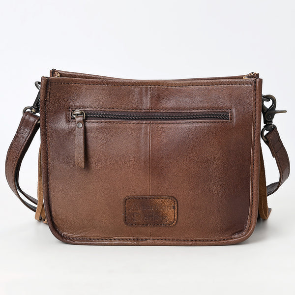ADBG1565 American Darling Western Leather Crossbody Bag with Fringe & Croc Embossed Detailing