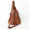 ADBG1568B American Darling Western Leather Sling Bag with Fringe and Hand Woven Saddle Blanket