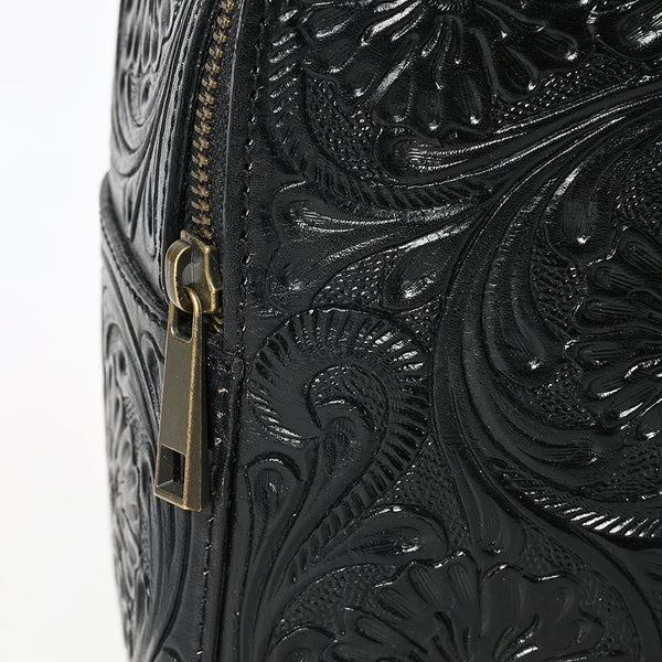 ADBGZ875A Mini Black Leather Backpack | Hand-Tooled Western Bag by American Darling