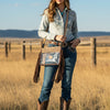 ADBGZ876 Clear Stadium Fringe Crossbody Bag | Hand-Tooled Leather by American Darling