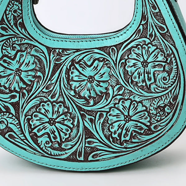 ADBGZ878 Half-Moon Hand-Tooled Leather Crossbody Bag - American Darling