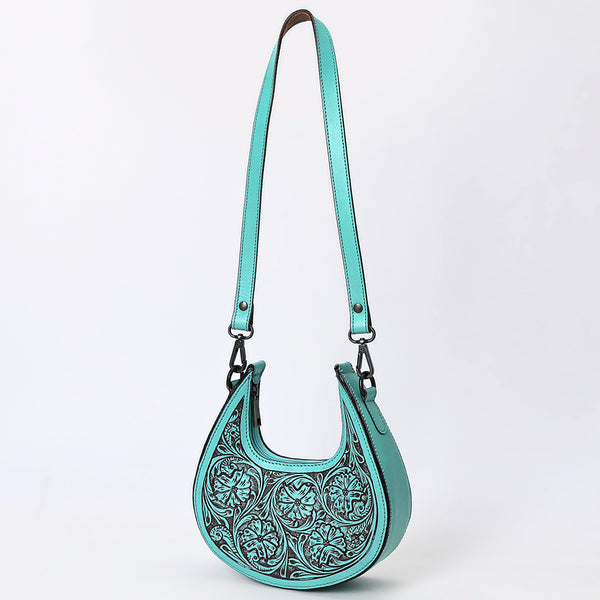 ADBGZ878 Half-Moon Hand-Tooled Leather Crossbody Bag - American Darling
