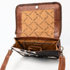 ADBGM480 Black & White Cowhide Crossbody Bag - Western Flapover with Braided Leather Trim